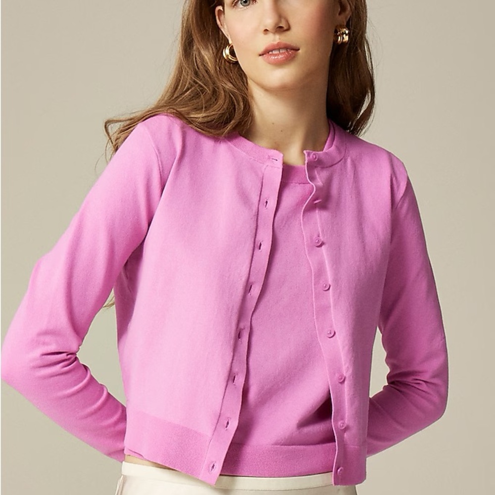 J. Crew pastel pink classic Jackie cardigan GOLD BUTTONS